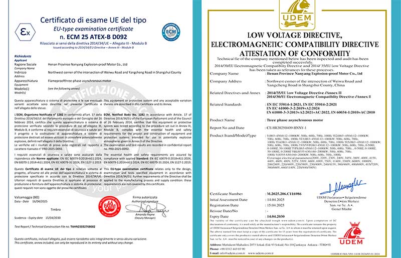 河南省南洋防爆電機順利通過CE與ATEX國際認證
